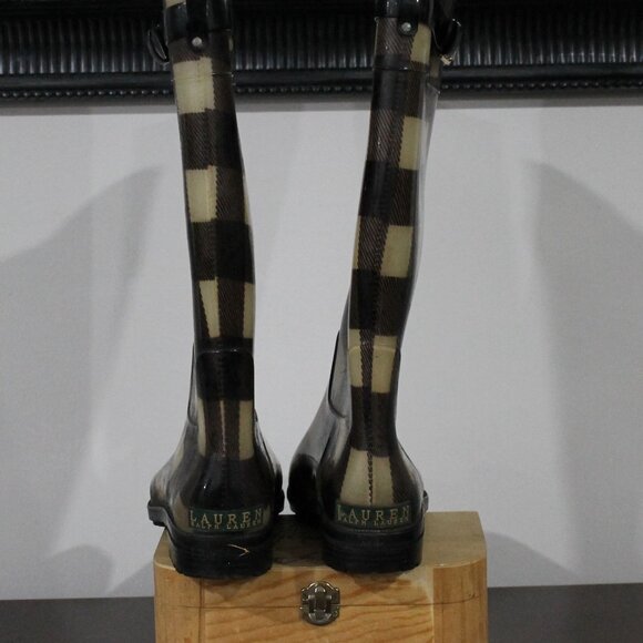Ralph Lauran Rossalyn 2 Tail Rubber Rain Boots Size 11 Plaid - Picture 4 of 4